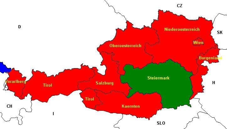 Karte&nbsp;von&nbsp;&Ouml;sterreich&nbsp;mit&nbsp;Steiermark